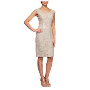 **Alex Evenings** Knee Length V Neck Sheath Dress 8P